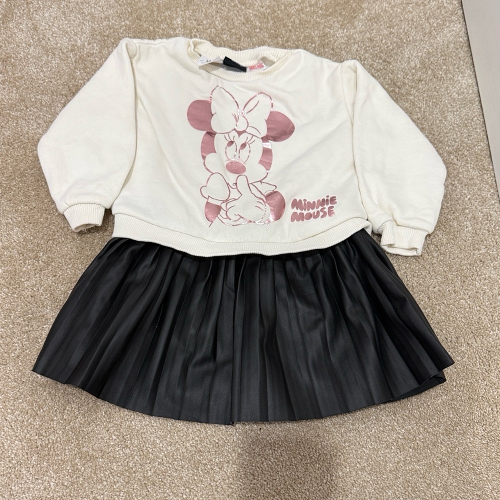 Zara Minnie Mouse Cream and Black Dress